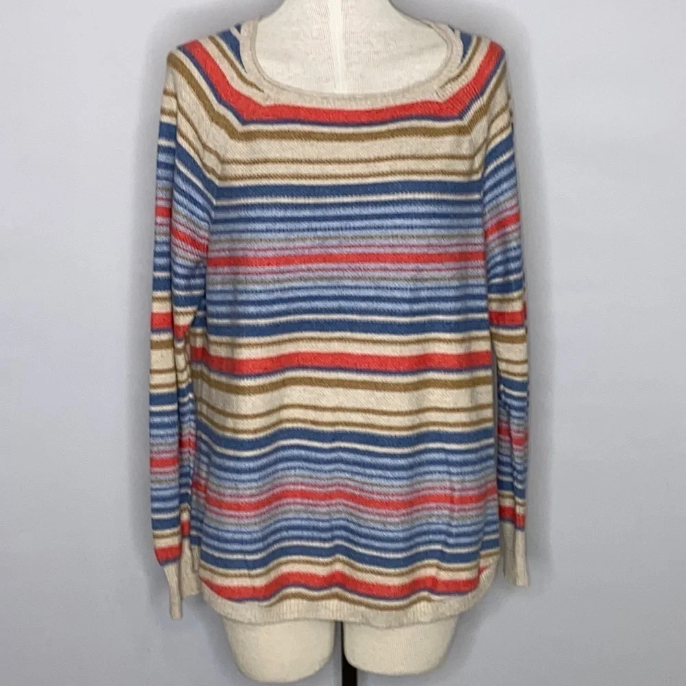 L.L. Bean Cotton and Recycled Cotton Striped Sweater - Size Large Petite